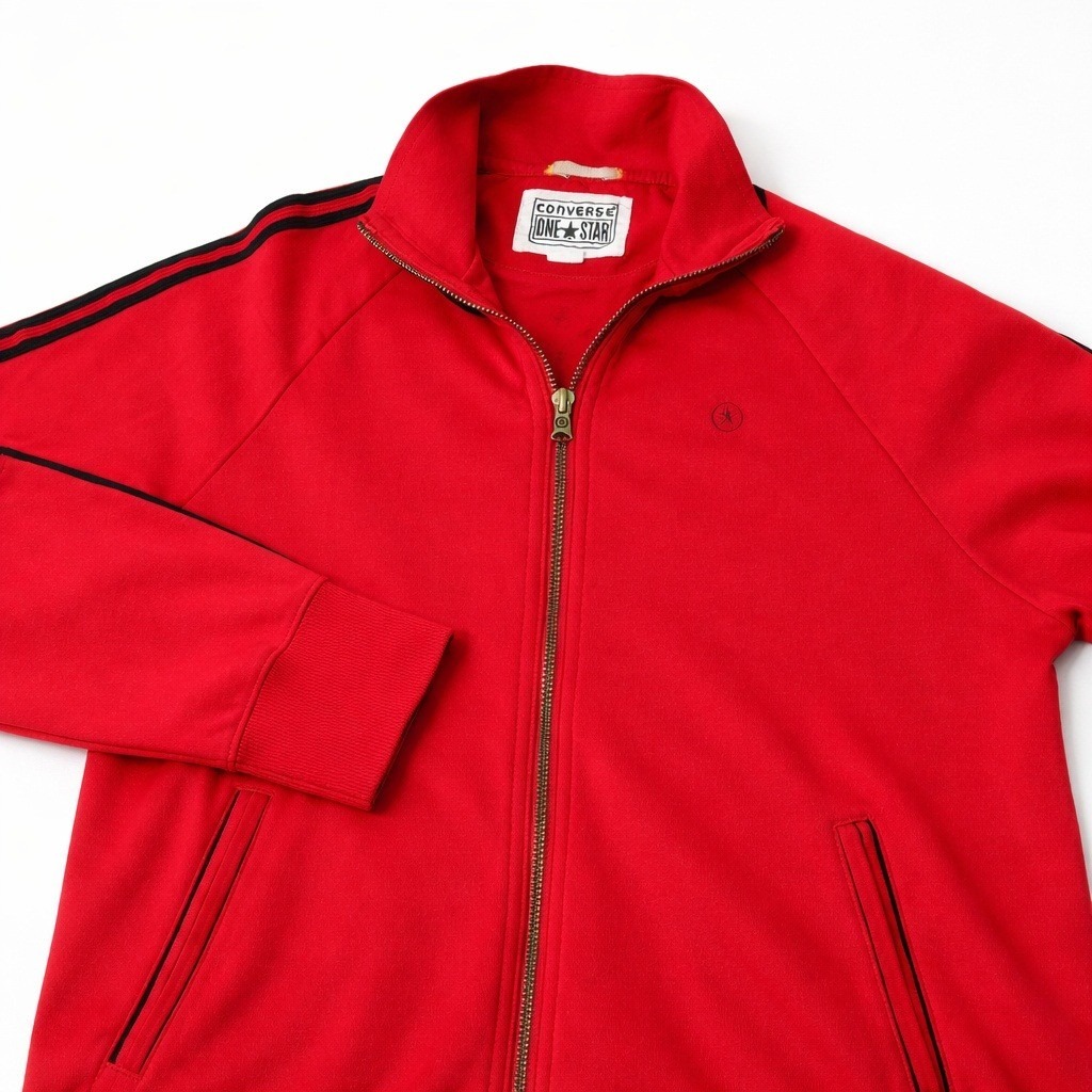 Converse One Star Track Jacket Red Black Stripes Full Zip Men Size M Logo